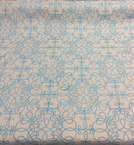 P Kaufmann Bottega Linen Fabric - Gray Blue Curvy Lines, 56" Width (1 Yard)
