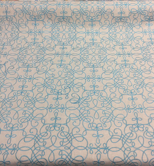 P Kaufmann Bottega Linen Fabric - Gray Blue Curvy Lines, 56" Width (1 Yard)