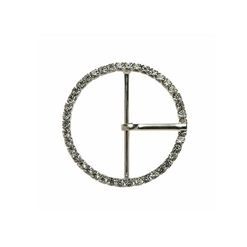 Swarovski Crystal and Silver Circular Rhinestone Buckle - 1.75"