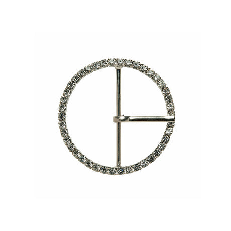 Swarovski Crystal and Silver Circular Rhinestone Buckle - 1.75"