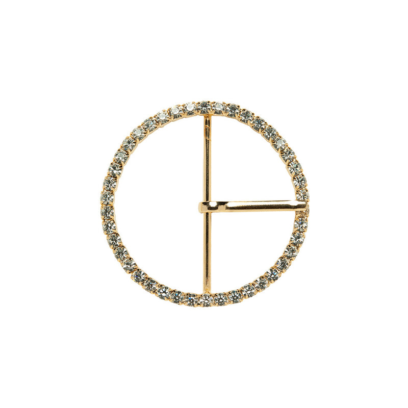 Swarovski Crystal and Gold Circular Rhinestone Buckle - 1.75"