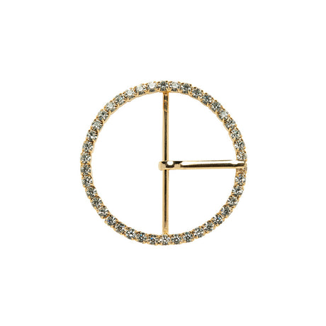 Swarovski Crystal and Gold Circular Rhinestone Buckle - 1.75"