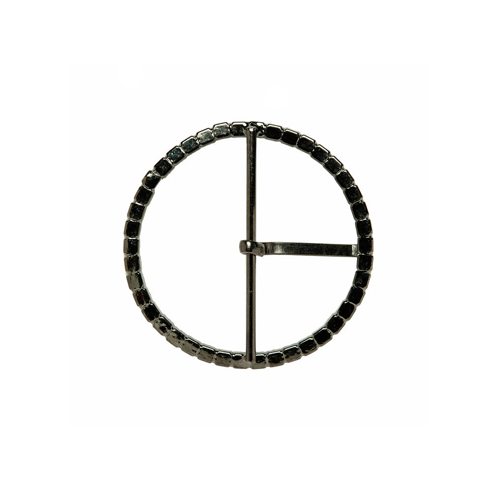 Swarovski Black Diamond and Gunmetal Circular Rhinestone Buckle - 1.75"