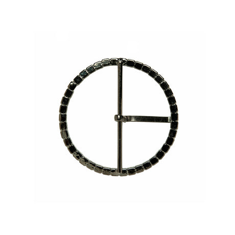 Swarovski Black Diamond and Gunmetal Circular Rhinestone Buckle - 1.75"