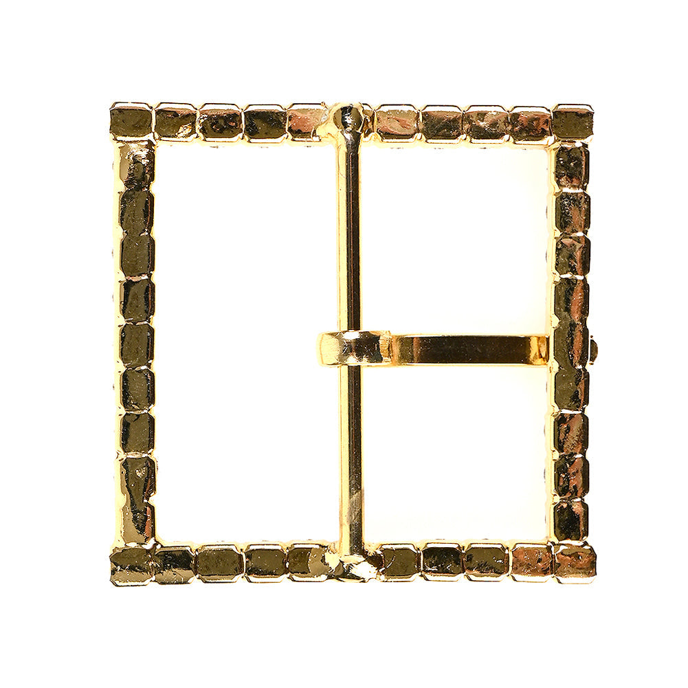 Swarovski Crystal and Gold Square Rhinestone Buckle - 1.75"