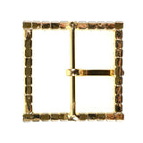 Swarovski Crystal and Gold Square Rhinestone Buckle - 1.75"