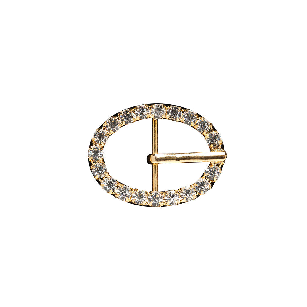 Swarovski Crystal and Gold Oval Rhinestone Buckle - 1.125" x 1.5"