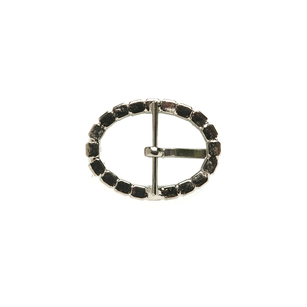 Swarovski Black Diamond and Gunmetal Oval Rhinestone Buckle - 1.125" x 1.5"