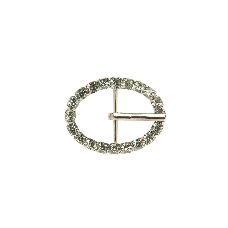 Swarovski Black Diamond and Gunmetal Oval Rhinestone Buckle - 1.125" x 1.5"