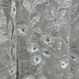1 Yard Beaded 3D Floral Lace Fabric Embroidered on 100% Polyester Net Mesh