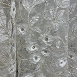 1 Yard Beaded 3D Floral Lace Fabric Embroidered 100 Percent Polyester Net Mesh 52 inch Width