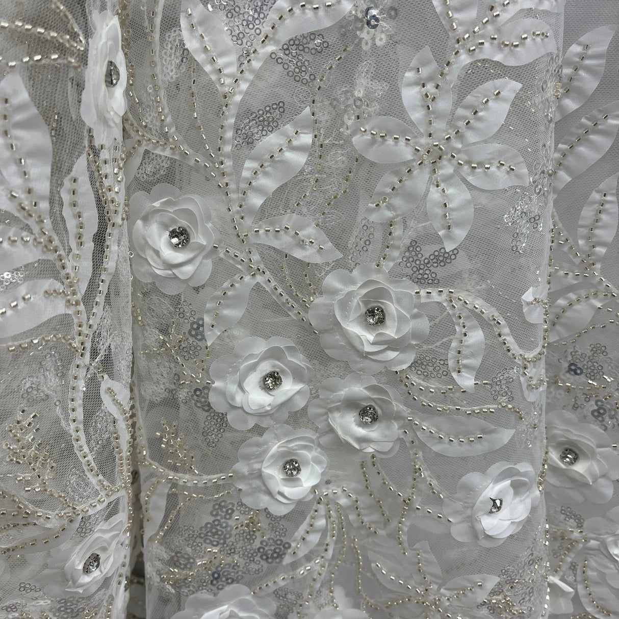Beaded 3D Floral Lace Fabric 52" Wide