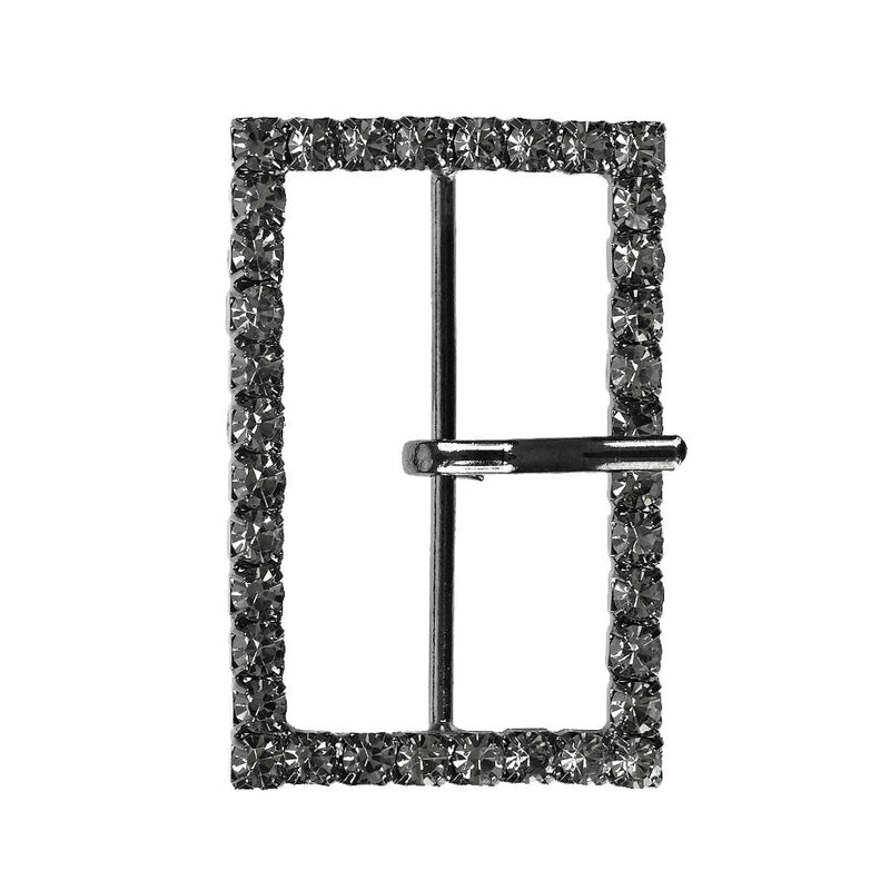 Swarovski Gunmetal Rectangular Rhinestone Buckle - 1.375" x 2"