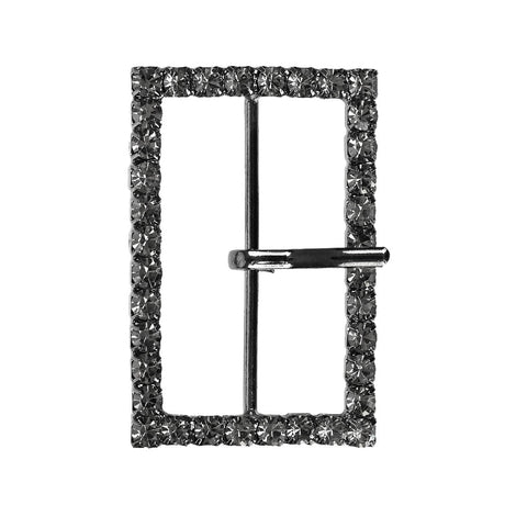 Swarovski Gunmetal Rectangular Rhinestone Buckle - 1.375" x 2"