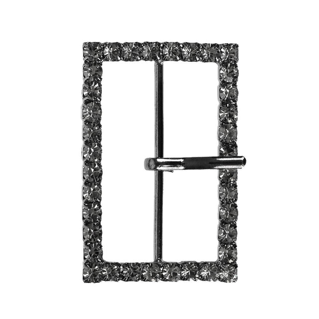 Swarovski Gunmetal Rectangular Rhinestone Buckle - 1.375" x 2"