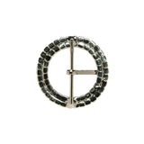 Swarovski Crystal and Silver Circular Two-Row Rhinestone Buckle - 2"