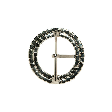 Swarovski Crystal and Silver Circular Two-Row Rhinestone Buckle - 2"