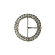 Swarovski Crystal and Silver Circular Two-Row Rhinestone Buckle - 2"