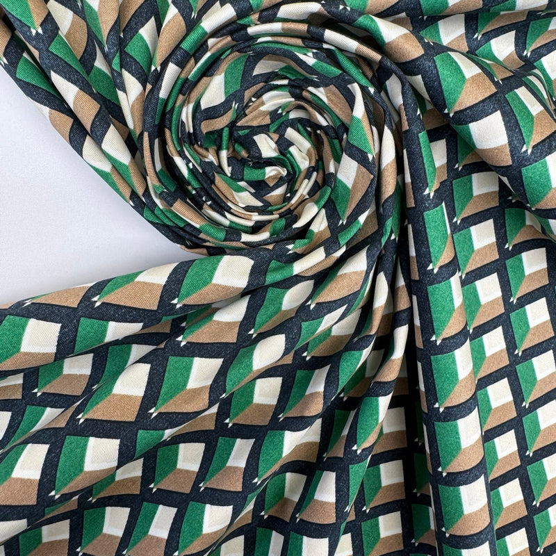 Cotton Poplin Geometric Multicolour Stretch