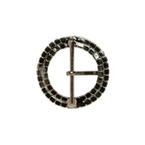 Swarovski Crystal and Gunmetal Circular Two-Row Rhinestone Buckle - 2"