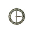 Swarovski Crystal and Gunmetal Circular Two-Row Rhinestone Buckle - 2"