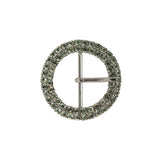 Swarovski Crystal and Gunmetal Circular Two-Row Rhinestone Buckle - 2"