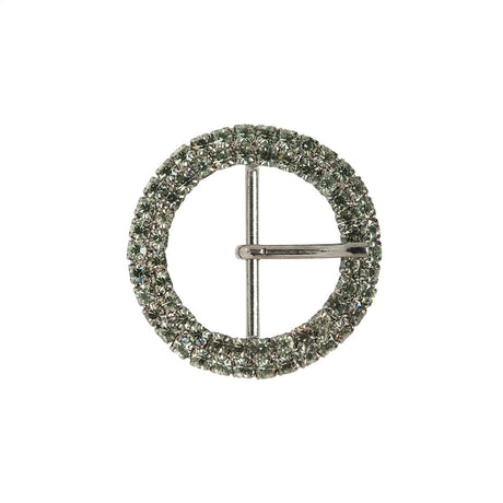 Swarovski Crystal and Gunmetal Circular Two-Row Rhinestone Buckle - 2"