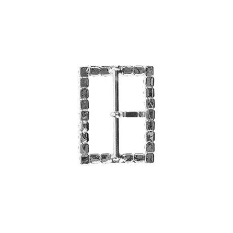 Swarovski Crystal and Silver Rectangular Rhinestone Buckle - 1.125" x 1.5"