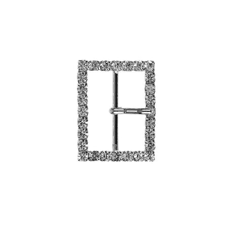 Swarovski Crystal and Silver Rectangular Rhinestone Buckle - 1.125" x 1.5"