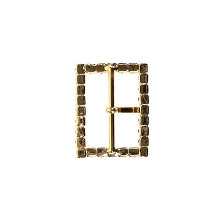 Swarovski Crystal and Gold Rectangular Rhinestone Buckle - 1.125" x 1.5"