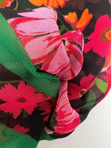 Polyester Chiffon Printed Black Pink Floral