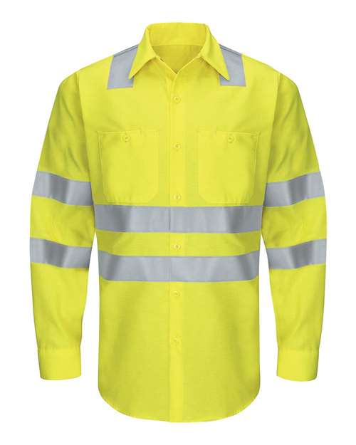Red Kap Men's Tall Enhanced Hi-Visibility Long Sleeve Work Shirt