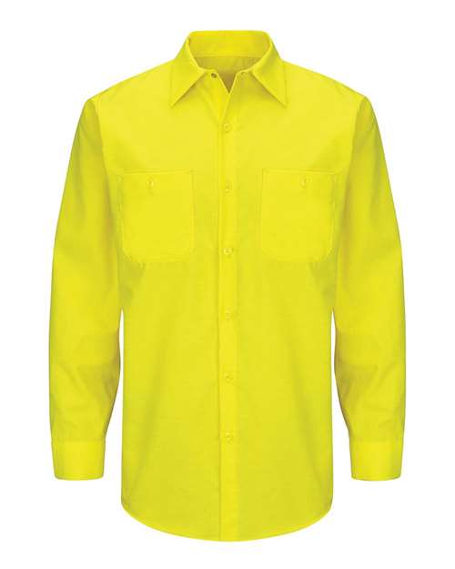 Red Kap Men's Tall Enhanced Hi-Visibility Long Sleeve Work Shirt
