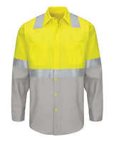 Red Kap Men's Tall Enhanced Hi-Visibility Long Sleeve Work Shirt