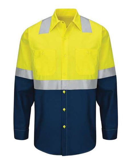 Red Kap Men's Tall Enhanced Hi-Visibility Long Sleeve Work Shirt