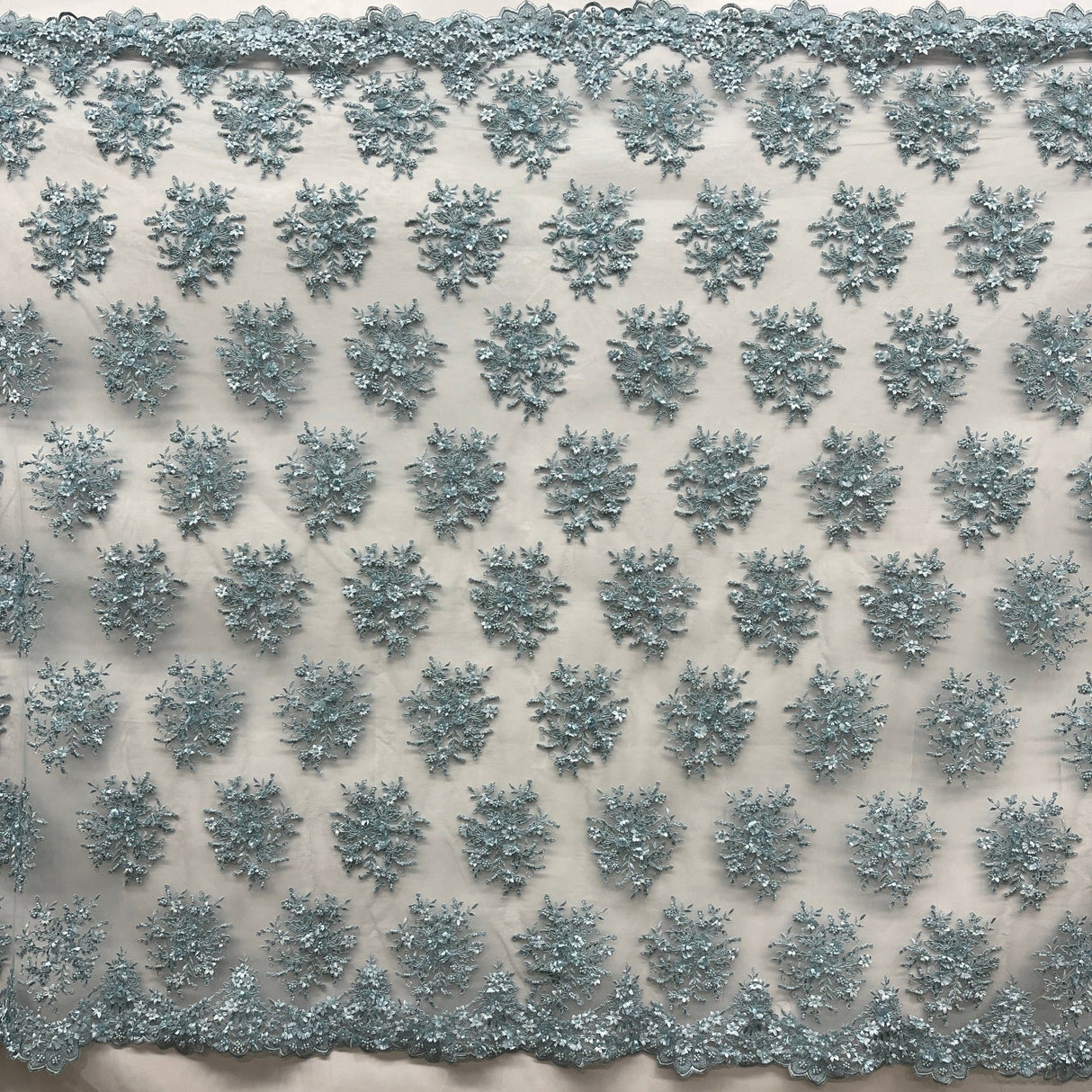 Beaded 3D Floral Lace Fabric