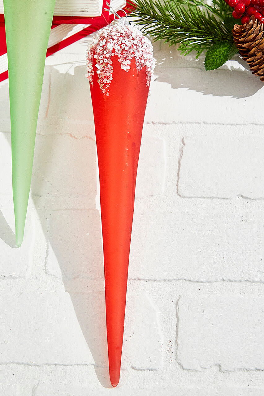 12" Blue/Green/Red Large Drop Glass Ornament