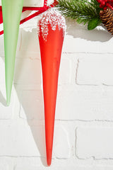 12" Blue/Green/Red Large Drop Glass Ornament