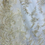 Corded Bridal Lace Fabric - Embroidered On 100 Percent Polyester Net Mesh, 51" Wide (1 Yard)