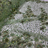 1 Yard Beaded and Sequined 3D Floral Sparkling Lace Fabric White