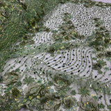 Beaded And Sequined 3D Floral Sparkling Lace Fabric - 100 Percent Polyester Net Mesh, Floral Embroidered, 52" Width (1 Yard)