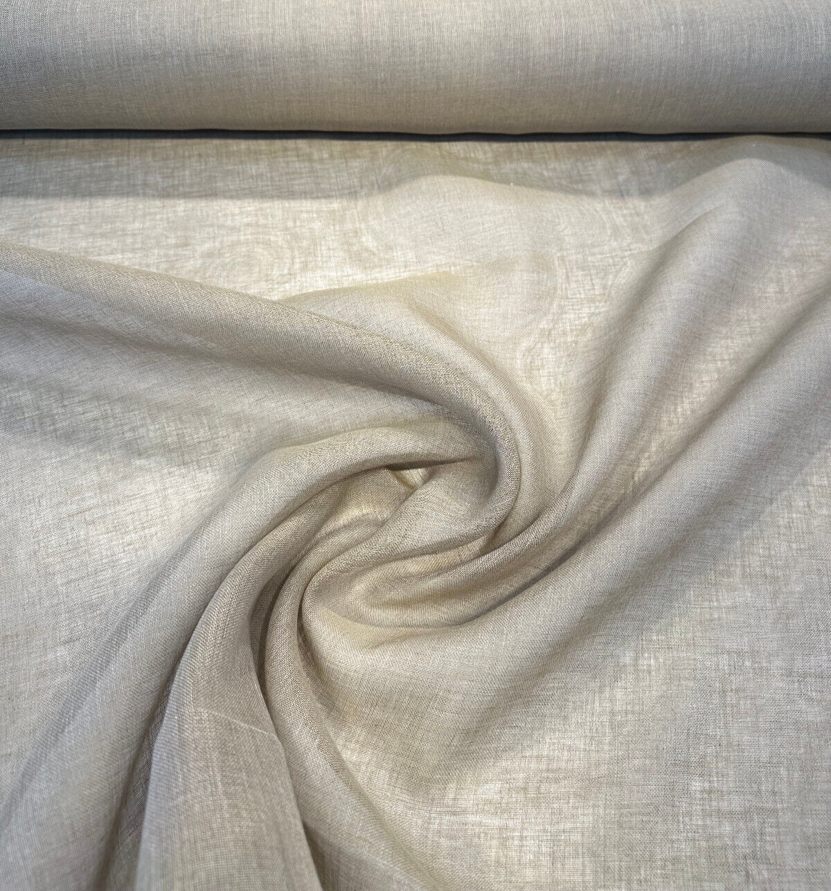 Belgian Linen Sheer Fabric - Sand Solid, 59" Width (By The Yard)