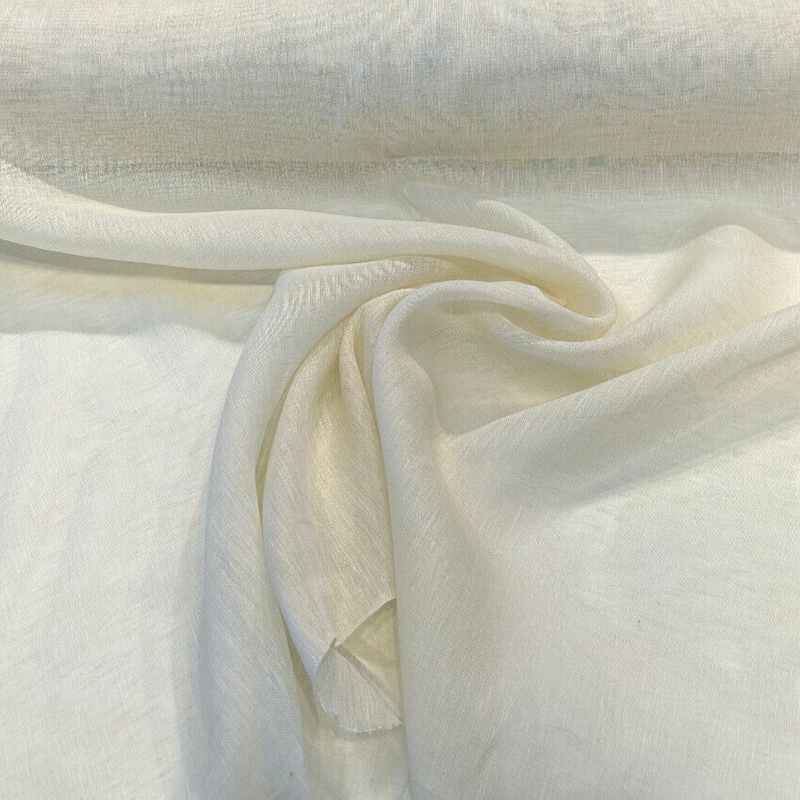 Belgian Linen Sheer Fabric - Bone Beige Solid, 59" Width (By The Yard)