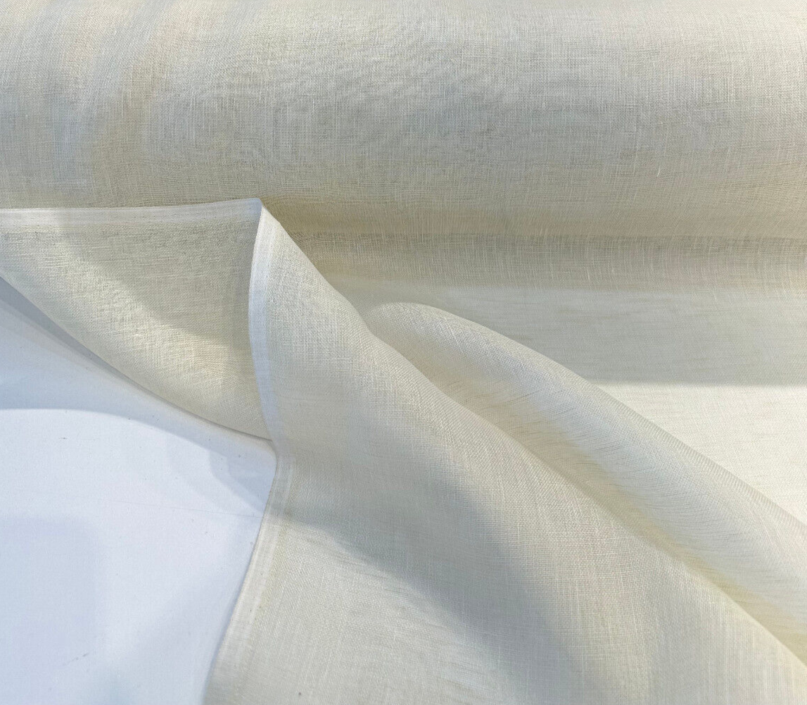 Belgian Linen Sheer Fabric - Bone Beige Solid, 59" Width (By The Yard)