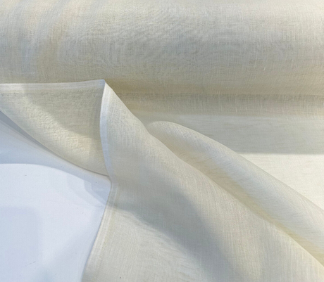 Belgian Linen Sheer Fabric - Bone Beige Solid, 59" Width (By The Yard)