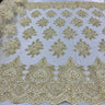 Embroidered Lace Fabric on Polyester Net Mesh