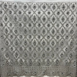 1 Yard Beaded 3D Floral Lace Fabric, Navy Embroidered Mesh, Polyester, 51” Wide,