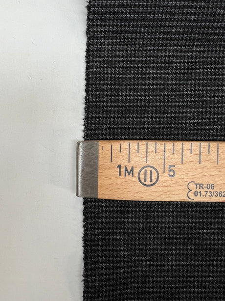 Cotton Blend Knitted Checked Gray Black Fabric