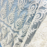 Beaded Corded Lace Mesh White