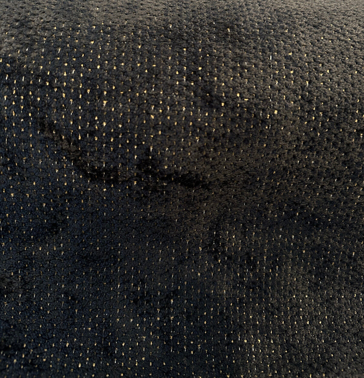 Dobby Ebony Reversible Chenille Upholstery Fabric - Black Gold Dobby, 56" Width (1 Yard)